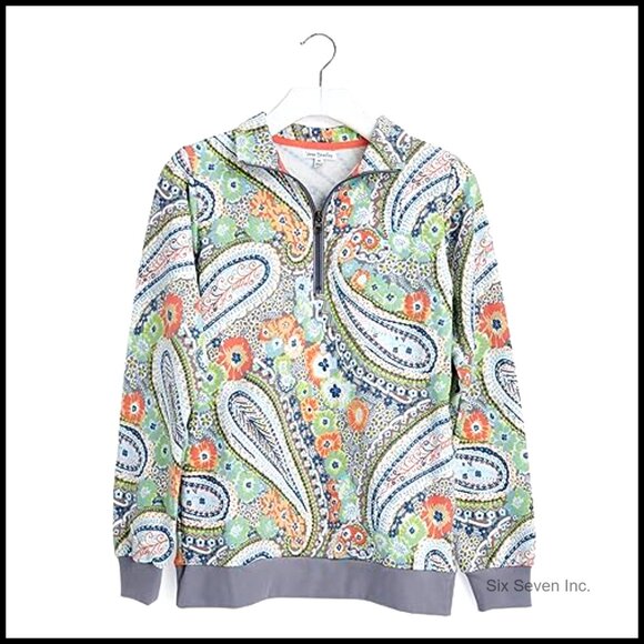 French Terry Quarter Zip Sweatshirt Oversized Chic Casual Lounge Wear With - Picture 2 of 7